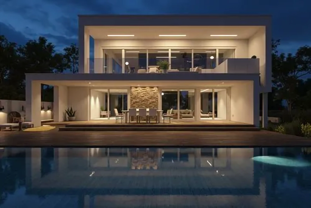 Vivienda premium nocturna con piscina